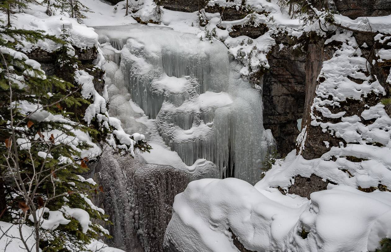 A very different view of the ice when you walk the trail above Maligne Canyon