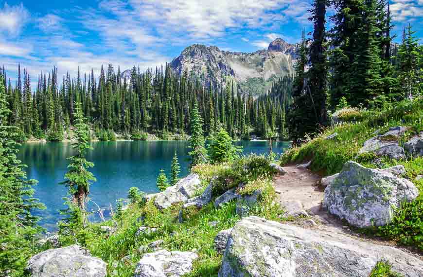 The fabulous Eva Lake hike is a great stop when driving Vancouver to Calgary