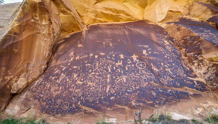 On your Moab itinerary visit Newspaper Rock Archaeological Site - a petroglyph panel recording about 2,000 years of history