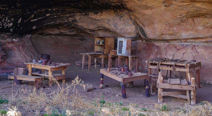 A series of caves most recently used by cowboys - note the blackened ceiling