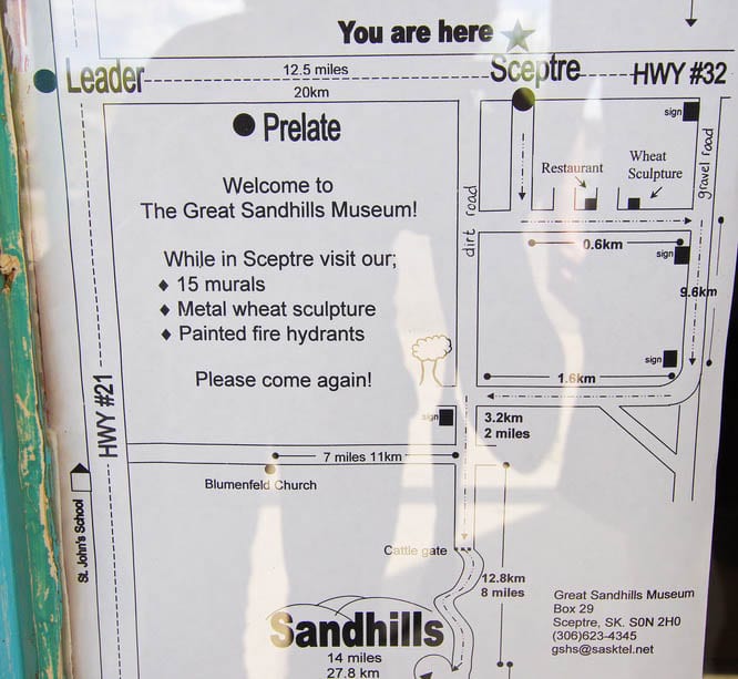 Take a picture of this map in Sceptre so you can find the Great Sand Hills Saskatchewan