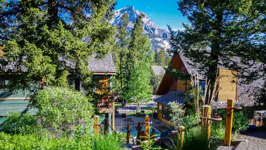 The view of Cascade Mountain from the grounds of Buffalo Mountain Lodge