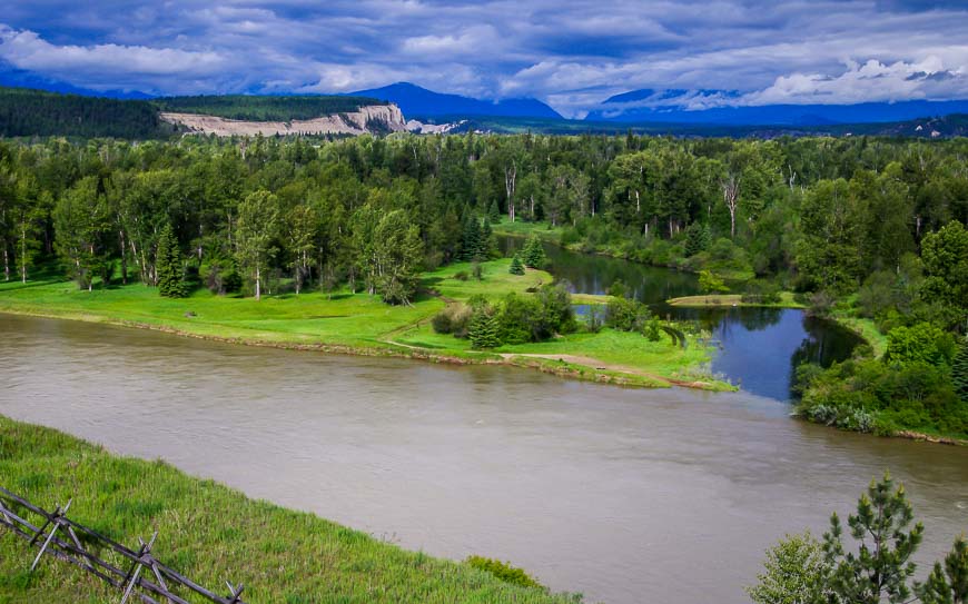 The Kootenay River seen from the water tower at Fort Steele