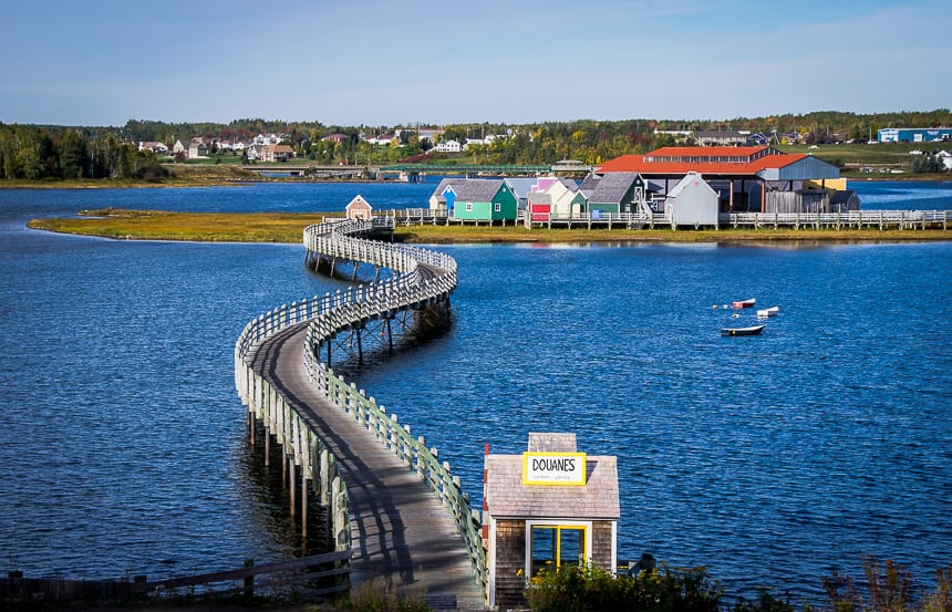 Boardwalk to Le Pays de la Sagouine in Bouctouche - one of the places to visit in New Brunswick