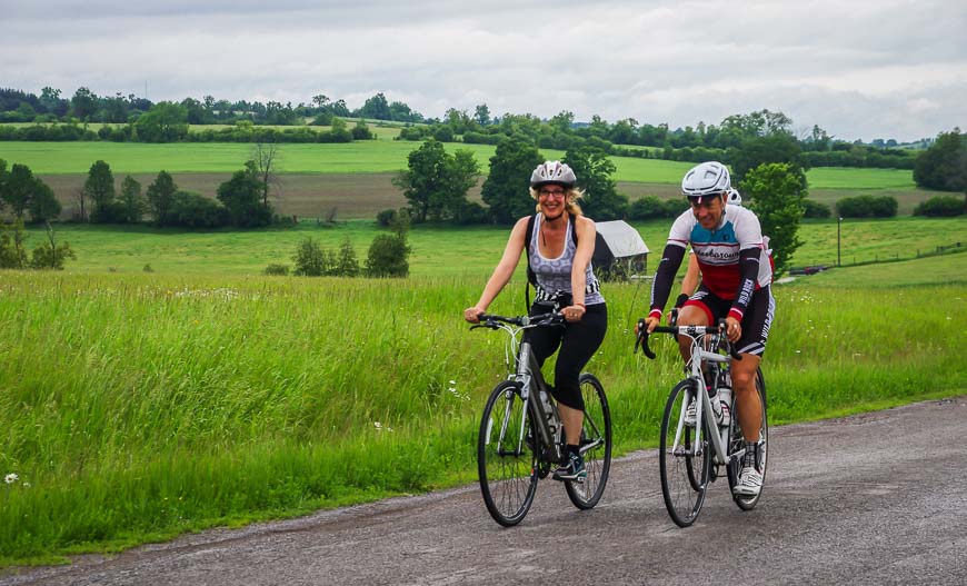 Biking is a great way to get to know people (Freelance writer Anne Bokma and Kieran the guide)