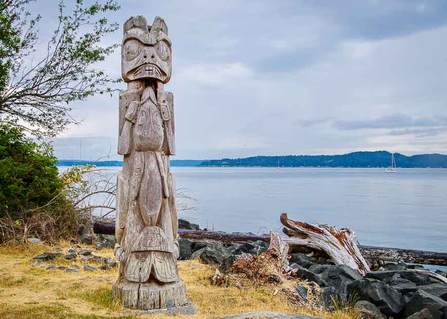 Totem pole with a view at Tillicum Village on Blake Island