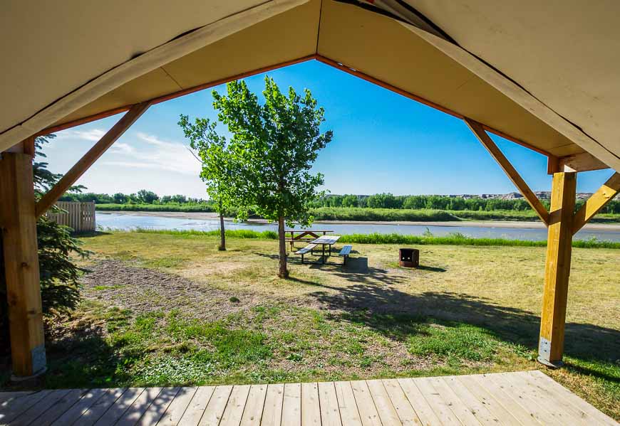 A view of the Red Deer River from our tent