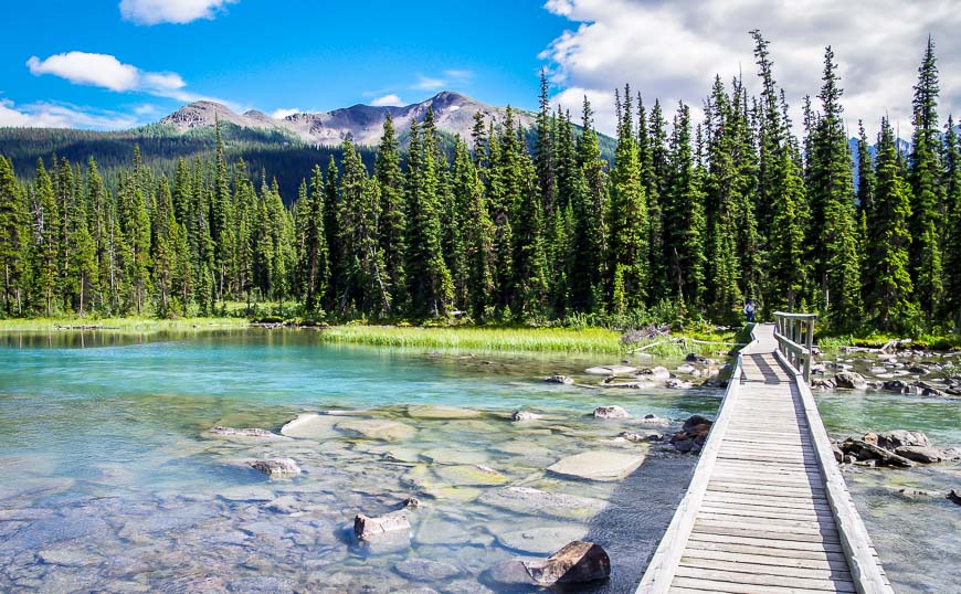 Crossing over the outlet of Shadow Lake as it empties into Redearth Creek