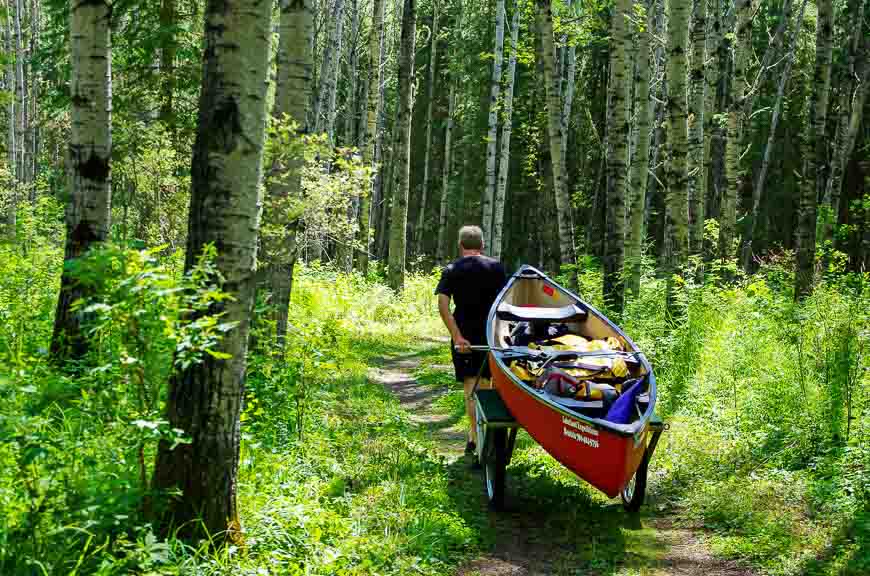 Before you even see the water you start with a 3 km portage