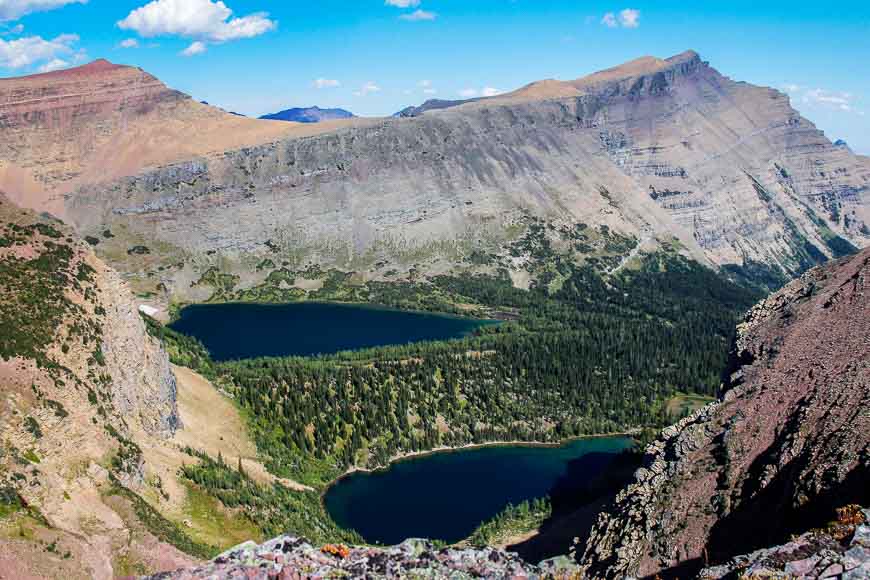 The view of Rowe Lakes from Lineham Ridge