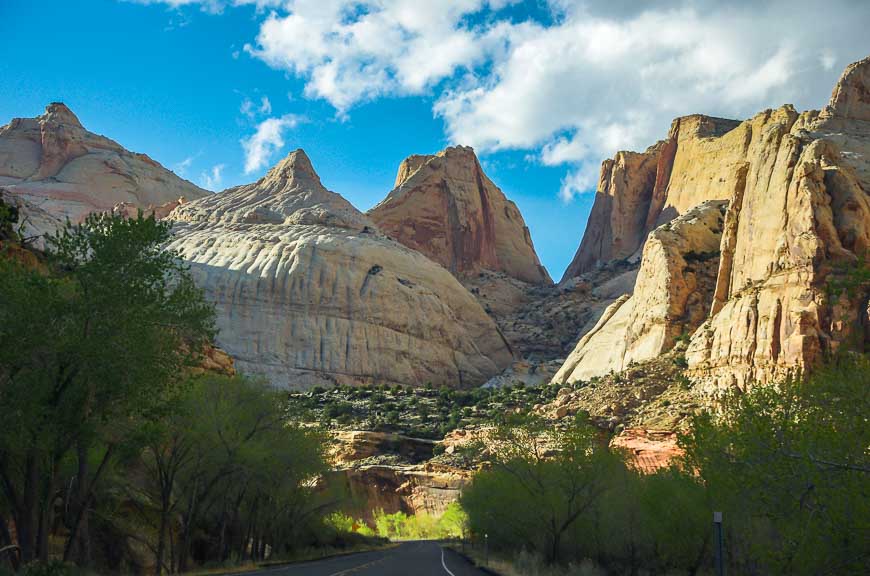 The approach to Capitol Reef National Park if you're driving west