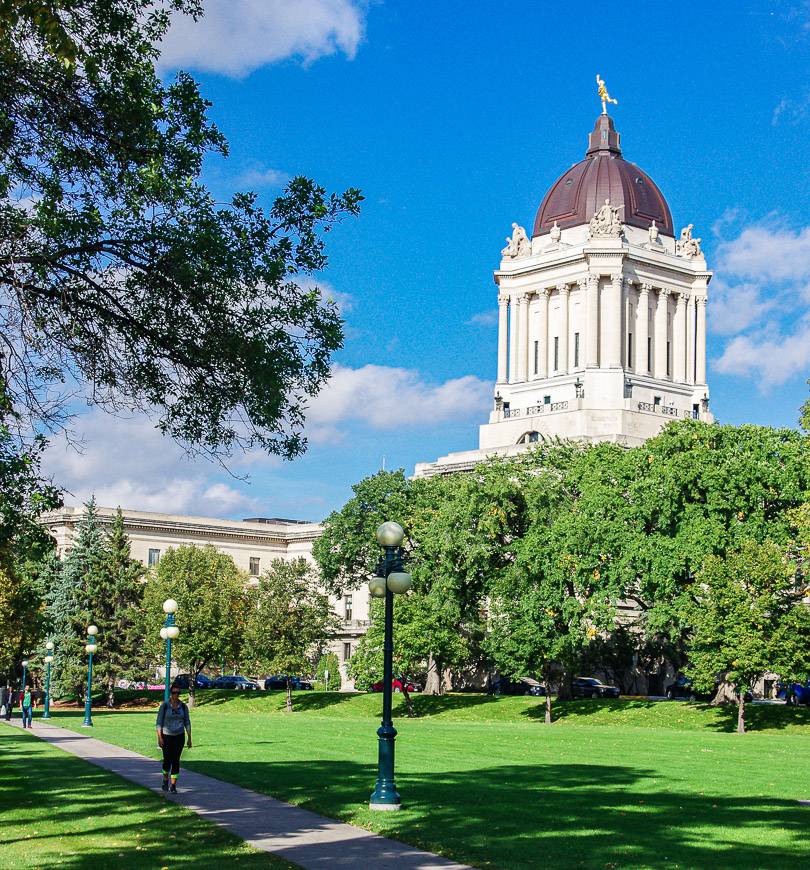 Manitoba's Legislature Building with the Golden Boy sculpture on top of the dome