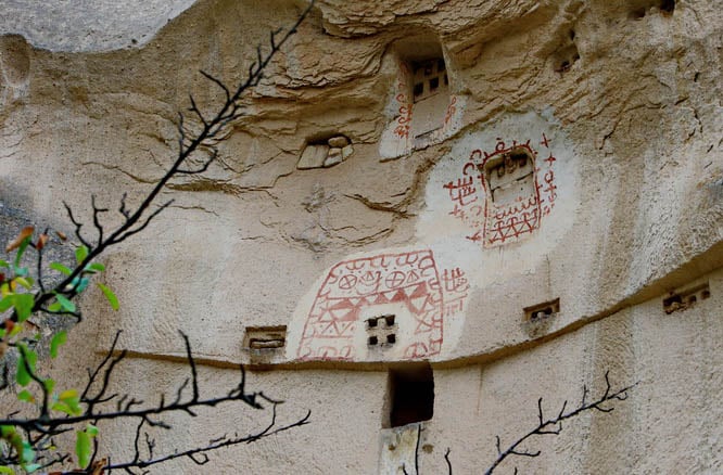 Rock carving dovecote with Islamic art - Cappidocia region