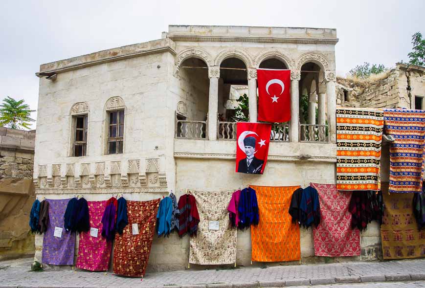 Large Turkish flags are a common sight