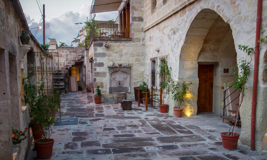 Many hotel rooms and suites are off this courtyard