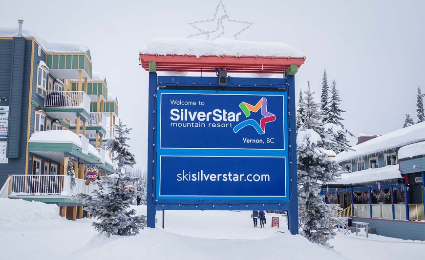 The village of Silver Star, the lifts and the houses on the mountain are all painted bright colours