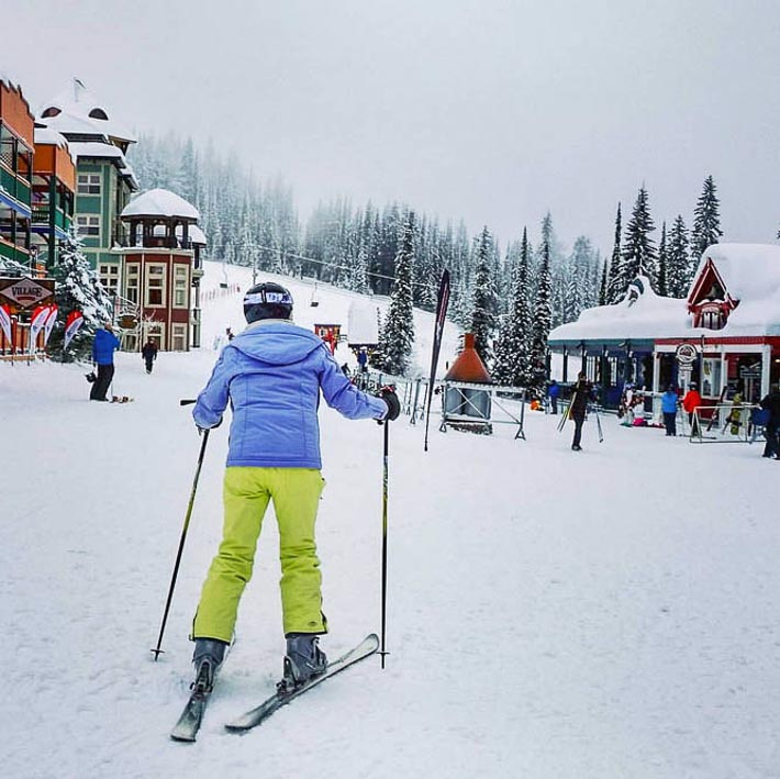 Skiing in the cute village of Silver Star