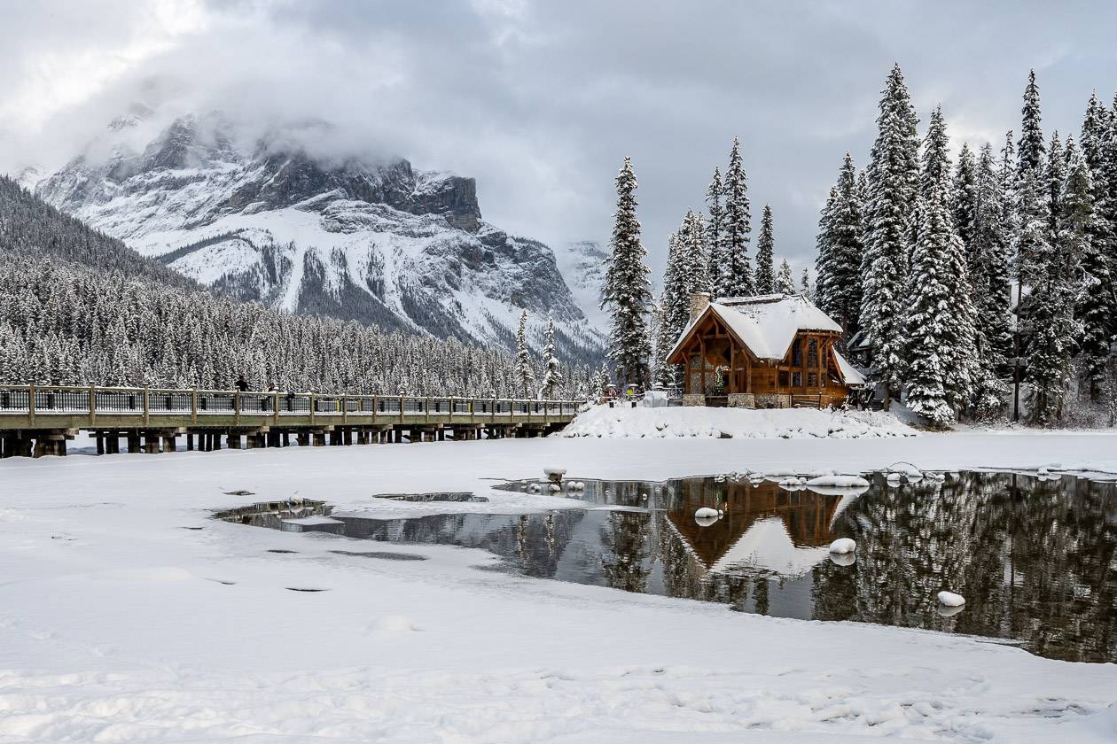 The beautiful entrance to Emerald Lake Lodge - and of the quintessential places to stay in the Canadian Rockies