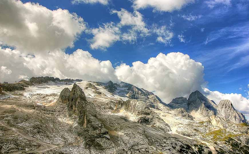 A section of Marmolada in the Dolomites - one of the exceptional treks in the world