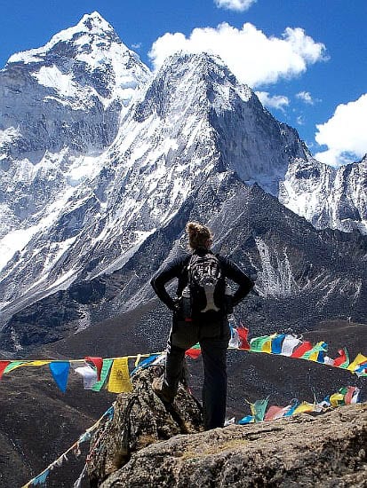 My daughter admiring Mt Everest