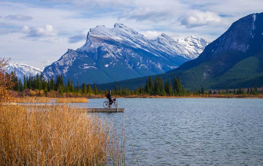 The classic Mt. Rundle view if you cycle to the Vermilion Lakes