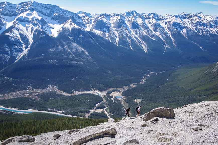 Looking out to the Goat Creek Trail in the valley bottom that takes you to all the way to Banff