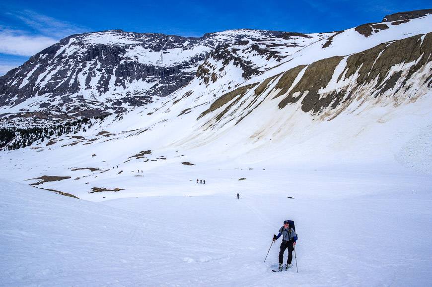 The final 100 metres to Bow Hut, part of the Wapta Traverse