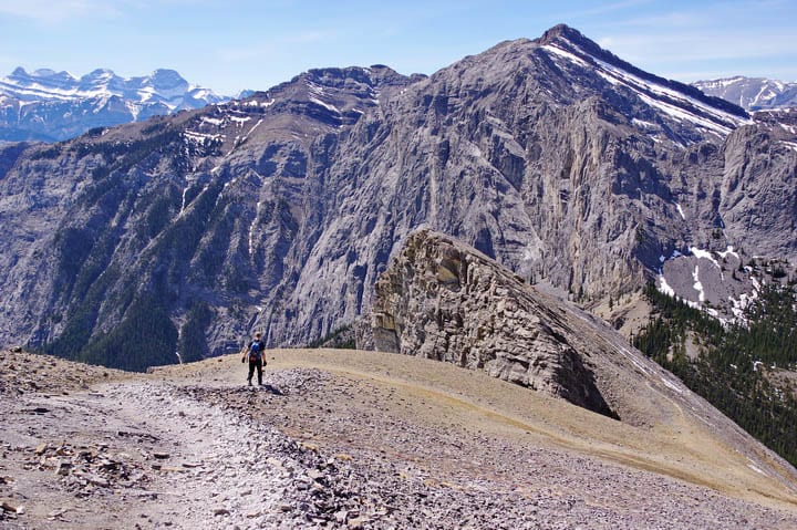 John starting down on the scree slopes