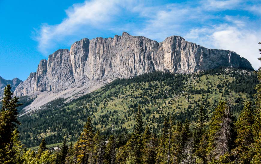 Yamnuska is easily visible from the Trans-Canada on the way to Banff National Park