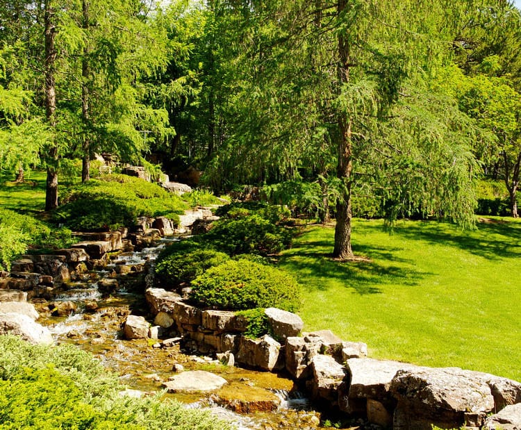 Flowing water is a common theme in Japanese gardens