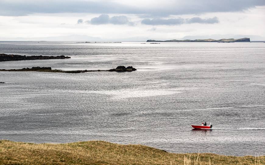 The view from Sugandisey Island in Iceland