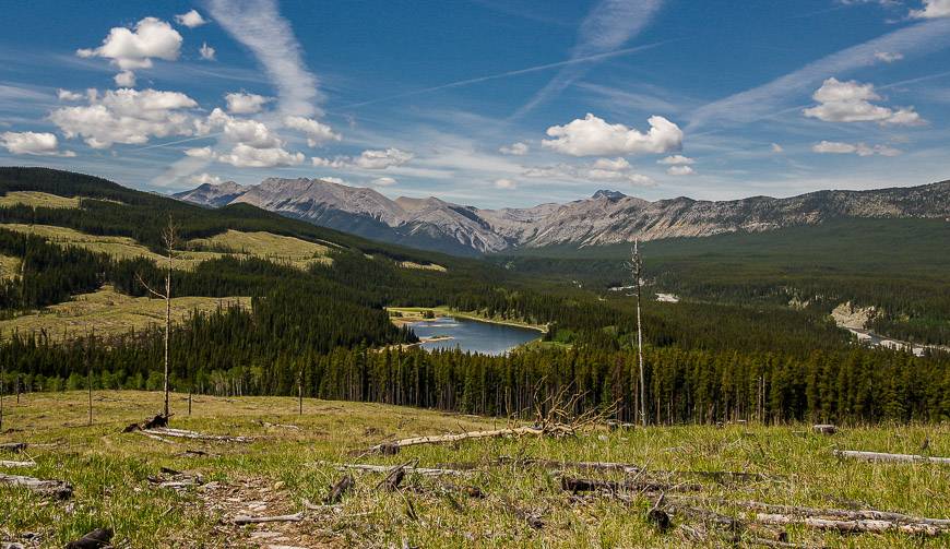 Looking over Klein Lake to Banff National Park in the distance yet still quite close to Sundre Alberta