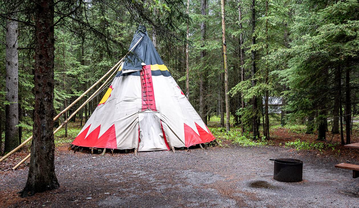 Tipis in the forest you can stay in at Sundance Lodge