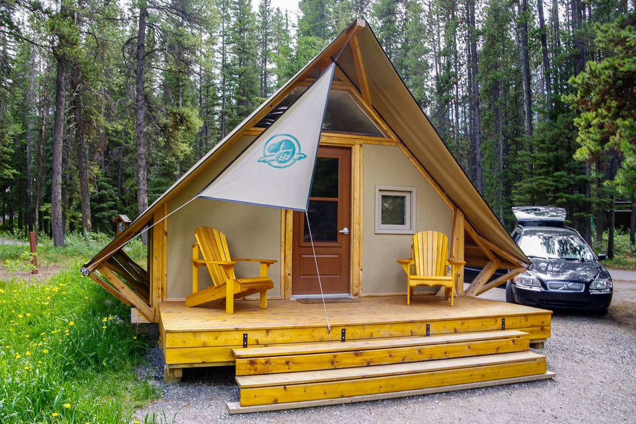 One of the oTENTik campsites at Two Jack Lake, Banff National Park