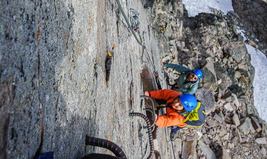 Some of the rock faces on the Via Ferrata are almost vertical