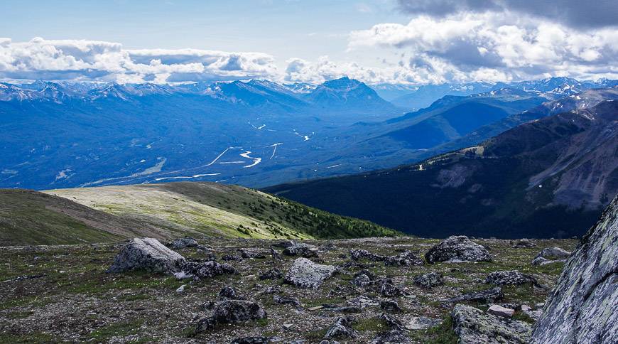 Looking south down the Icefields Parkway