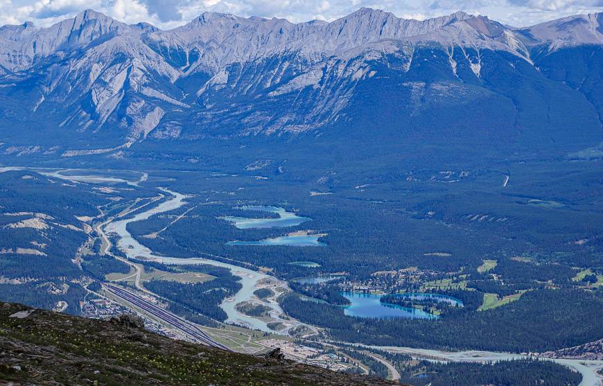 Superb views of Jasper and the mountains from the top of the SkyTram