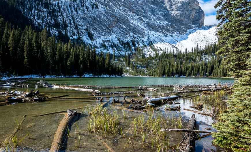 Lillian Lake when there is still a little snow in the mountains