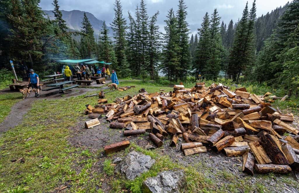 Quite the wood pile near the communal cooking area at Lillian Lake