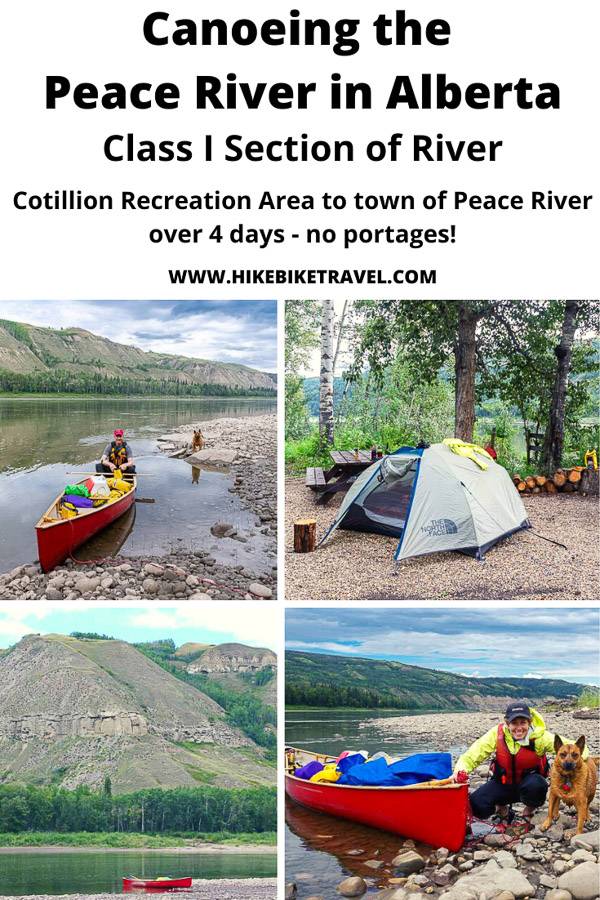 Canoeing the Peace River in Alberta over 4 days from Cotillion Recreation Area to the town of Peace River - no portages