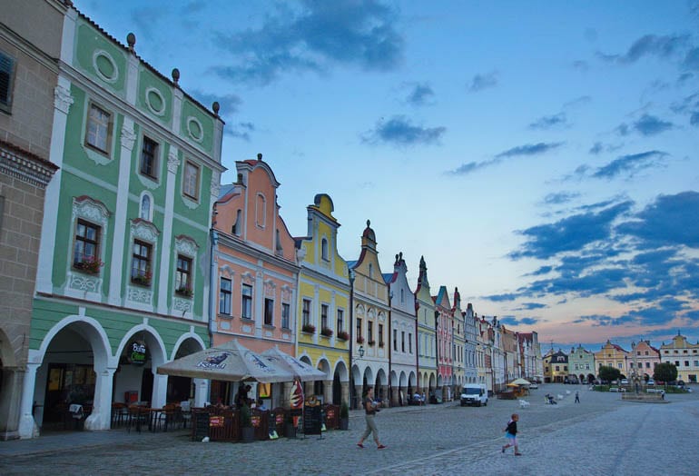 The main square of Telc is home to beautiful buildings from the 1500's