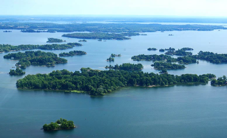 A 1000 Islands helicopter tour takes you over McDonald Island