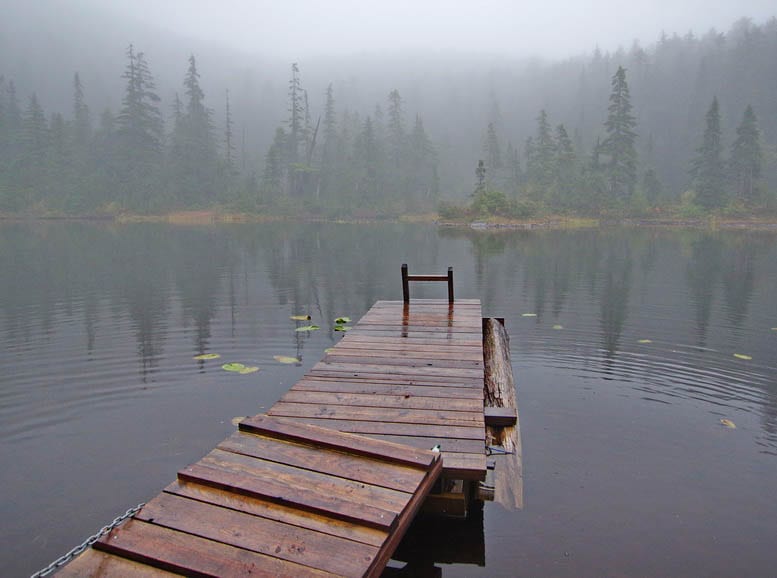 A moody Jocelyn Pond on the Sunshine Coast Trail