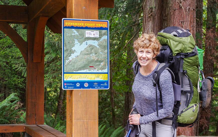 At the end of our first three day section hut to hut hiking Sunshine Coast Trail