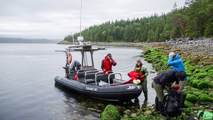 Unloading 0.6 km from Sarah Point on account of low tide