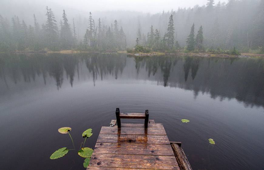 A moody Jocelyn Pond on the Sunshine Coast Trail