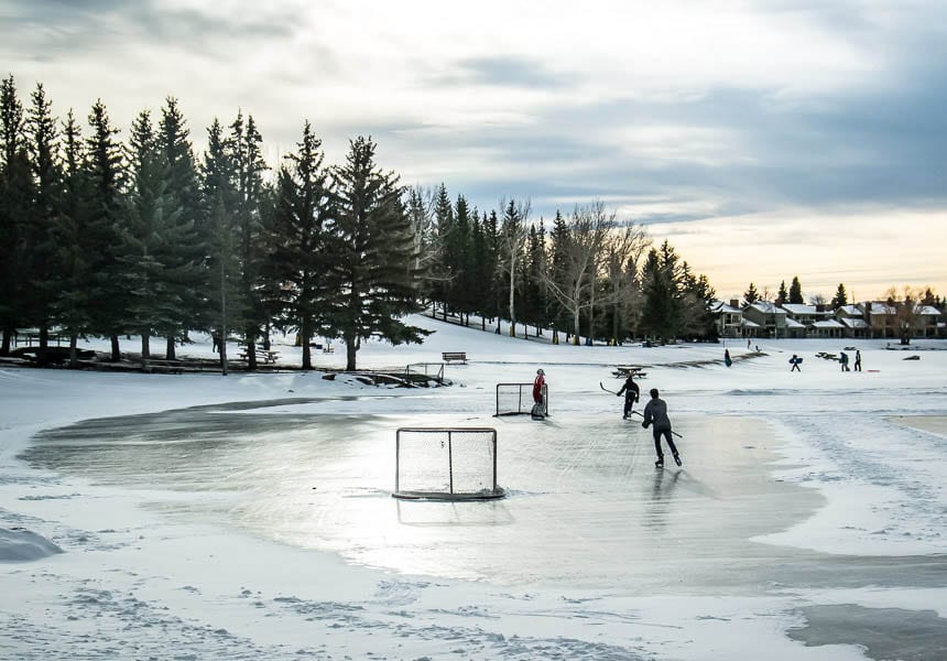 Playing shinny in Calgary