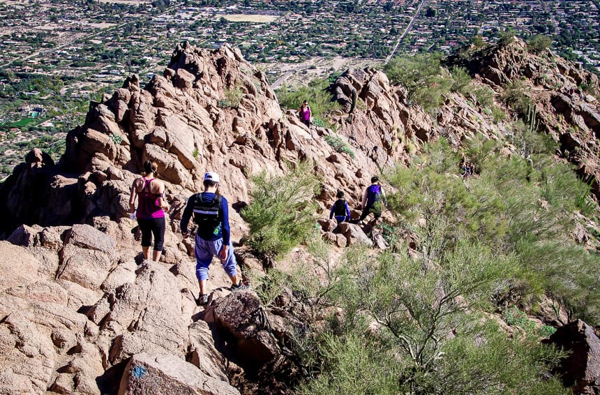 Carefully picking your way up and down Camelback Mountain