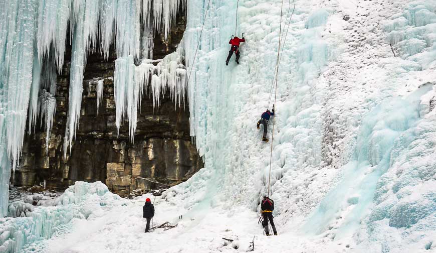 Ice climbing at Johnston Canyon in Banff National Park