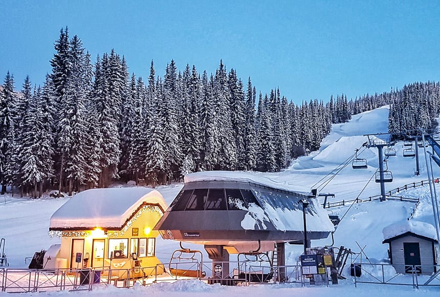 Early morning before the lifts have opened at Sun Peaks, a Kamloops Ski Resort